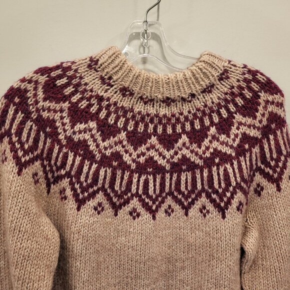 Fair Isle Wool Hand knitted Sweater Two Tone - Picture 4 of 7